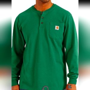 Carhartt mens green Henley pocket shirt.